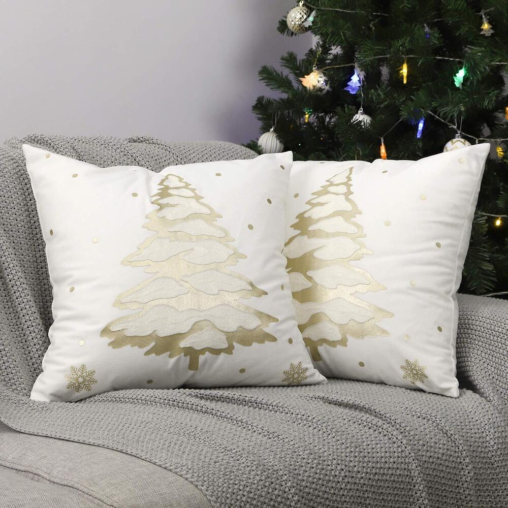 7269 Christmas Tree Throw Pillow Cover, 2 Pack Xmas Tree Decorative Throw